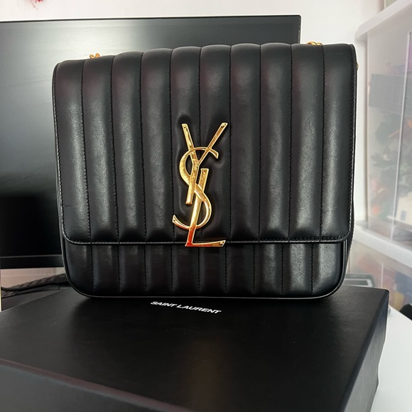 Vicky YSL Monogram Leather Chain Bag (Large) - Picture 1 of 14